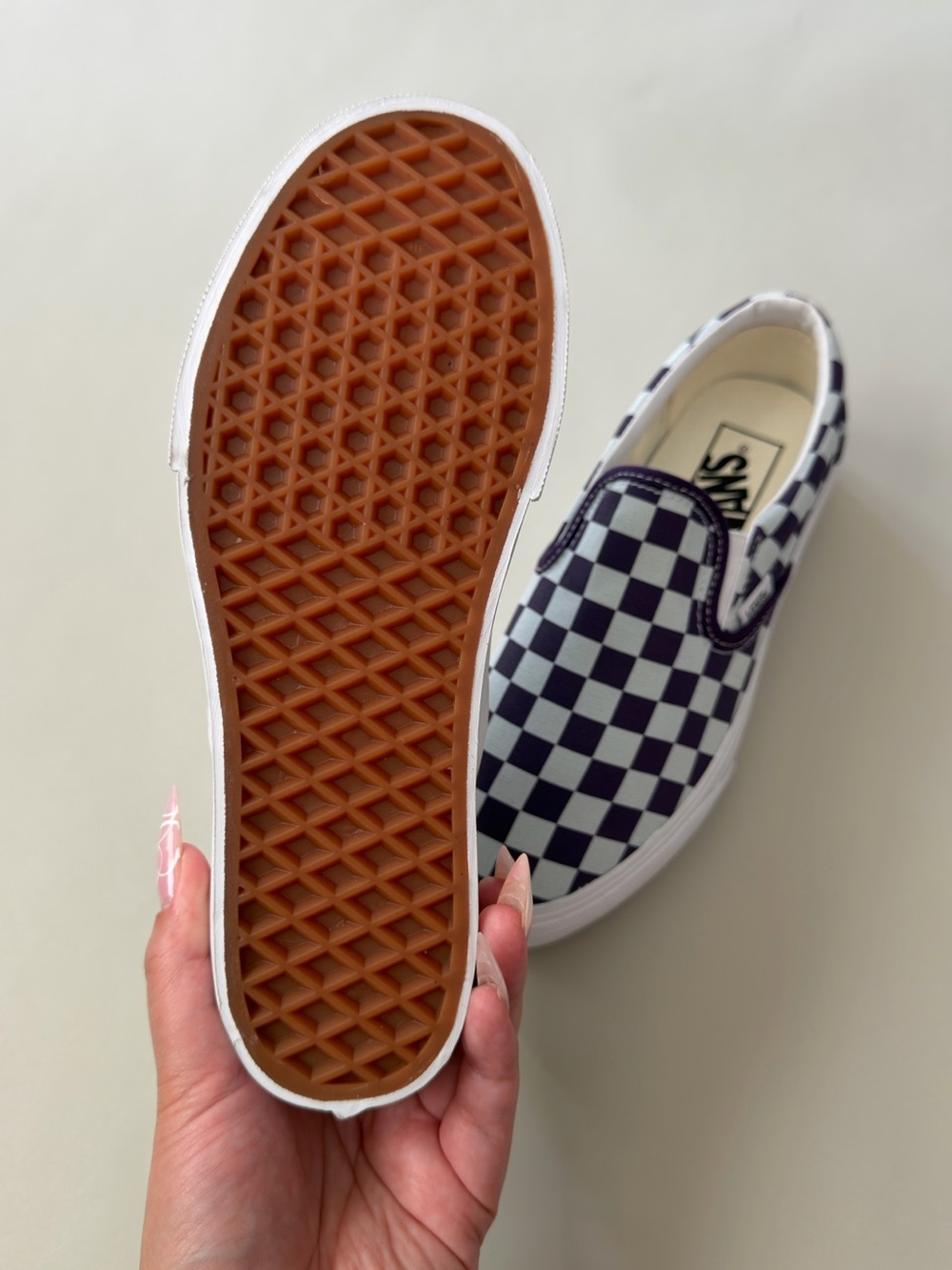 VANS Classic Slip-On Platform Checkerboard Shoe Mist Blue Gothic Grape Purple - Picture 12 of 12